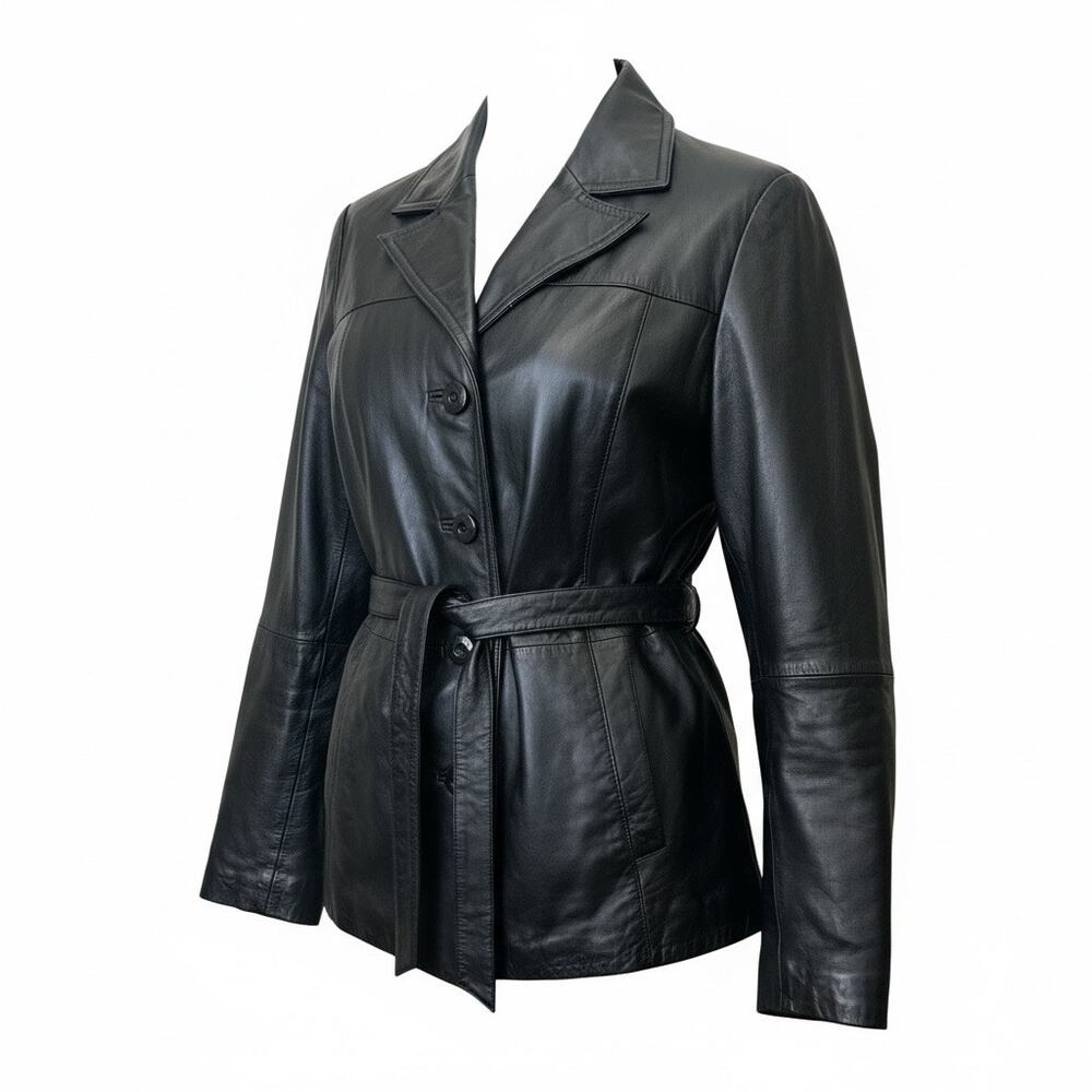 VTG Wilson’s Leather Maxima Black Belted Jacket Size M
